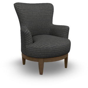 Justine Fabric Swivel Chair - Dark Walnut