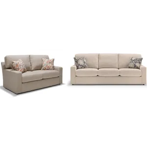 Dovely Fabric Stationary Sofa &amp; Loveseat Set