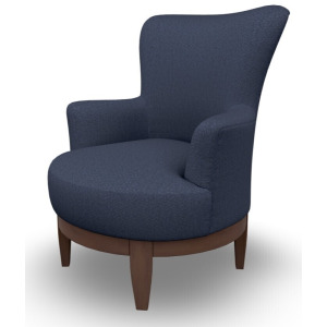 Justine Fabric Swivel Chair - Dark Walnut