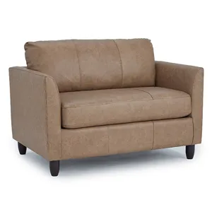 Leather/Vinyl Chair & A Half With Twin Sleeper - Honey Birch