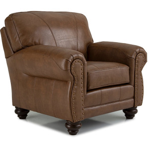 Noble Leather/Vinyl Stationary Chair - Dark Walnut