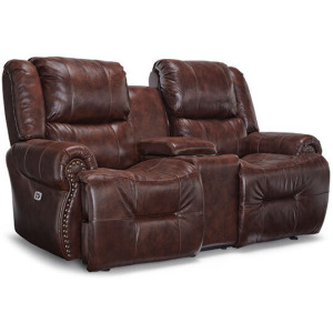 Genet Leather/Vinyl Power Tilt Headrest Space Saver Console Loveseat