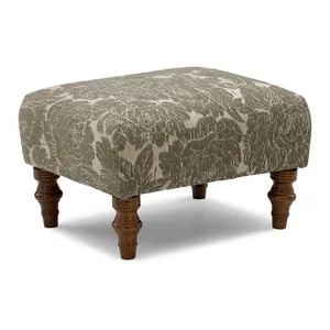 F14 Fabric Ottoman - Dark Walnut