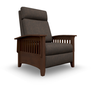 Tuscan Fabric High Leg Recliner - Distressed Pecan & Walnut