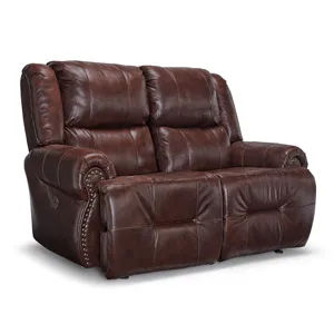 Genet Leather/Vinyl Power Tilt Headrest Space Saver Console Loveseat