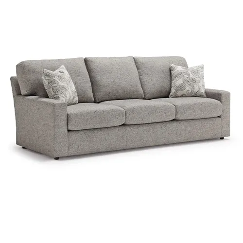 Dovely Fabric Stationary Sofa With 2 Pillows