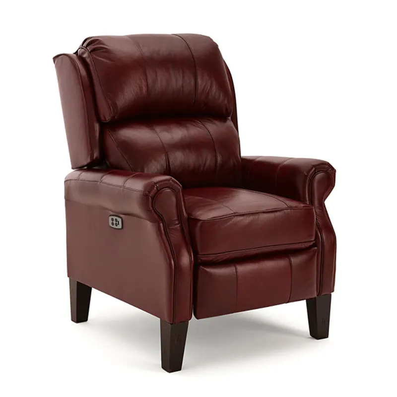 Joanna Leather/Vinyl Power Tilt Headrest High Leg Recliner - Honey Birch
