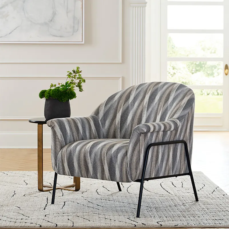 Torrey Fabric Stationary Chair - BLACK METAL