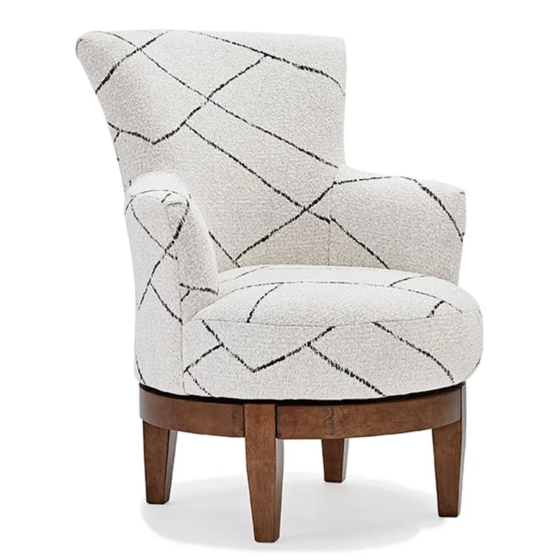 Justine Fabric Swivel Chair - Honey Birch
