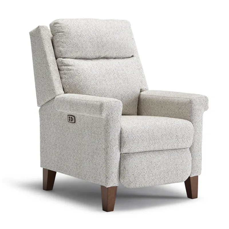 Prima Fabric Power High Leg Recliner - Honey Birch