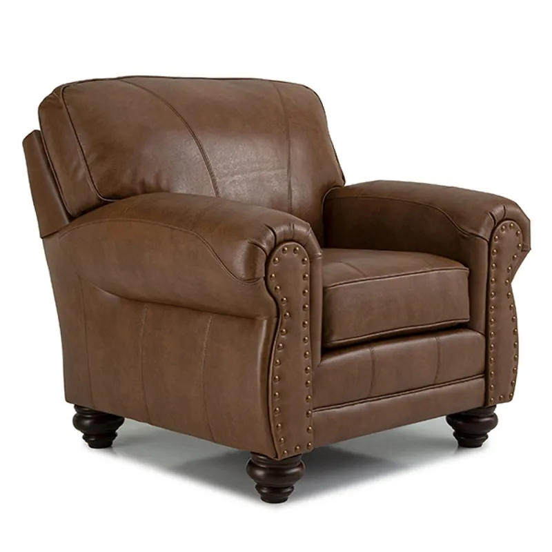 Noble Leather/Vinyl Stationary Chair - Dark Walnut