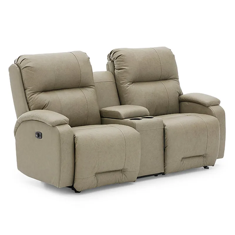 Leather/Vinyl Power Rocker Console Loveseat