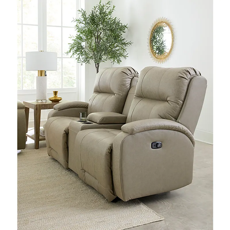 Leather/Vinyl Power Rocker Console Loveseat