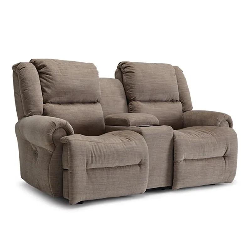 Genet Leather/Vinyl Power Tilt Headrest Space Saver Console Loveseat