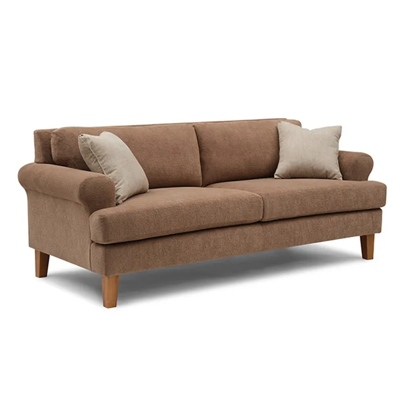Lumira Fabric Stationary Sofa With Two(2 Pillows - Dark Walnut
