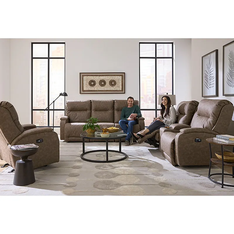 Leather/Vinyl Power Tilt Headrest Space Saver Sofa