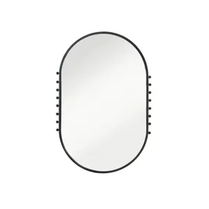 Metal Framed Oval Wall Mirror w/ Balls, Matte Black