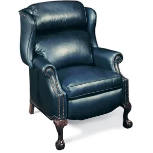 Presidential Reclining Leather Wing Chair with Brass Nails