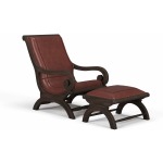 Lazy Chair With Footstool Set - Cocoa & Dark Leather