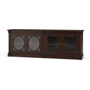 Fiona 4 Door Buffet w/ Glass Shelves and LED Lights - Teak Brown 
