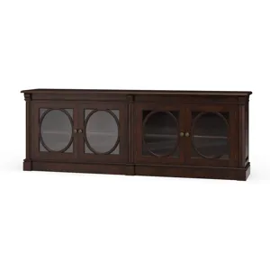 Fiona 4 Door Buffet w/ Glass Shelves and LED Lights - Teak Brown 