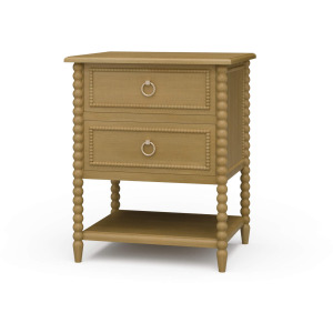 Cholet 2 Drawer Bedside Table w/ Shelf - Fruit Wood