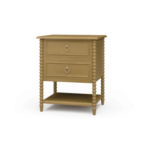 Cholet 2 Drawer Bedside Table w/ Shelf - Fruit Wood