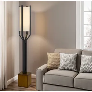 Woodsmere 60w Keene Metal Floor Lamp With Integrated Hardback Fabric Shade