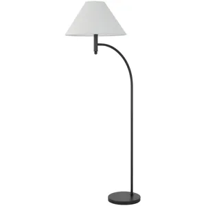 Mosley 150w 3 Way Groton Metal Mini Arc Floor Lamp With Hardback Fabric Shade