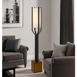 Woodsmere 60w Keene Metal Floor Lamp With Integrated Hardback Fabric Shade