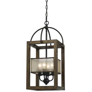 Mission Wood/Metal Chandelier