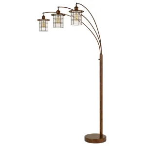 Silverton Arc Floor Lamp With Glass Shades(Edison Bulbs Included)