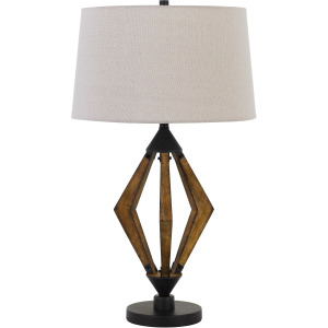 Valence 150w 3 Way Metal/Pine Wood Table Lamp