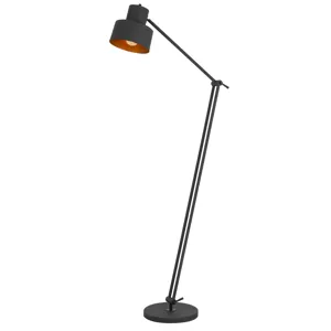 60w Davidson Metal Floor Lamp With Weighted Base, Adjustable Upper And Lower Arms. On Off Socket Swi