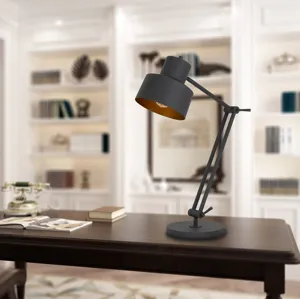 60w Davidson Metal Desk Lamp With Weighted Base, Adjustable Upper And Lower Arms. On Off Socket Swit