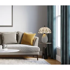 60w X 2 Tiffany Table Lamp With Pull Chain Switch And Resin Lamp Body