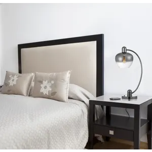 40w Brookline Metal Arc Table Lamp With Electoral Plated Smoked Glass Shade And On Off Rocker Switch