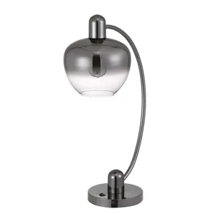 40w Brookline Metal Arc Table Lamp With Electoral Plated Smoked Glass Shade And On Off Rocker Switch