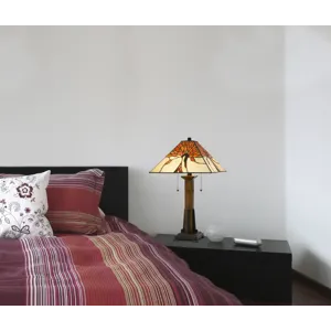 60w X 2 Tiffany Table Lamp With Pull Chain Switch With Resin Lamp Body