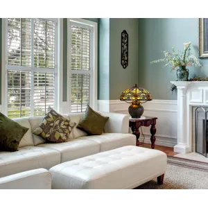 60w X 2 Tiffany Table Lamp With Pull Chain Switch With Metal Lamp Body