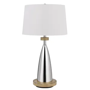 150w 3 Way Lockport Metal Table Lamp With Faux Wood Finish
