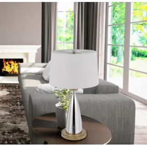 150w 3 Way Lockport Metal Table Lamp With Faux Wood Finish