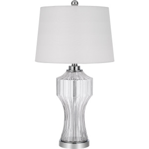 100w 3 Way Reston Column Glass Table Lamp