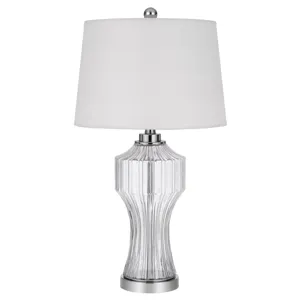 100w 3 Way Reston Column Glass Table Lamp