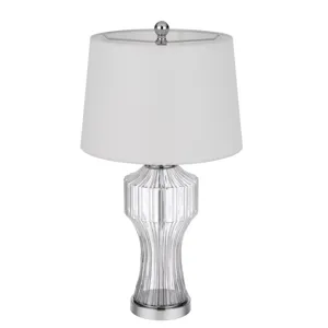 100w 3 Way Reston Column Glass Table Lamp