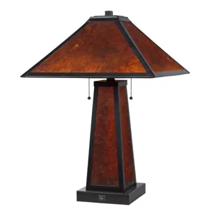 60w X 2 Nogales Mission Style Mica Table Lamp With 7w Night Light(Night Light Bulb Included)