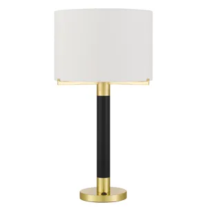Goldston 100w Metal Table Lamp With Drum Hardback Fabric Shade