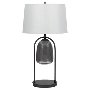 100w 3 Way Midtown Metal Table Lamp With Glass Shade And A 5w led Night Light