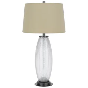 100w led Mansfield Glass Table Lamp With 2w led Night Light And 2 USB Outlets