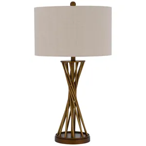 150w 3 Way Urban Metal Table Lamp With Hardback Drum Fabric Shade